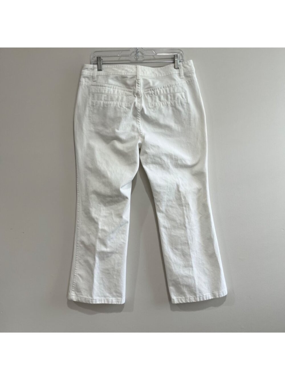 Tommy Hilfiger Flare Leg Cropped Pants Womens 12 White Canvas Pockets Y2J - Picture 2 of 10